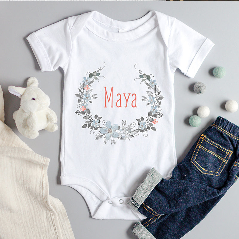 Wreath Initial Baby Onesie