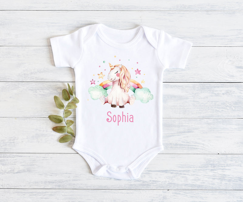 Unicorn Custom Baby Name Onesie